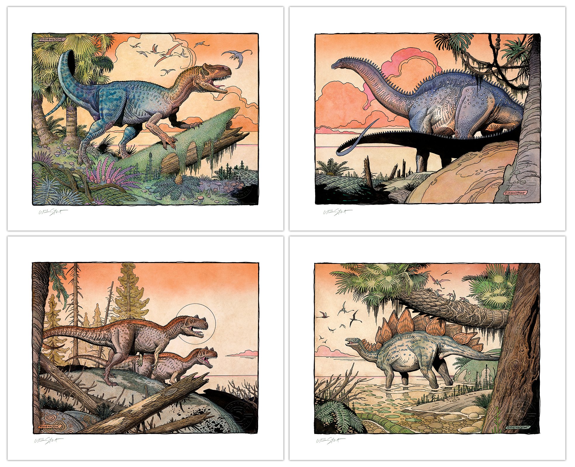 William Stout Dinosaur Series: The Jurassic Era (Set of 4)
