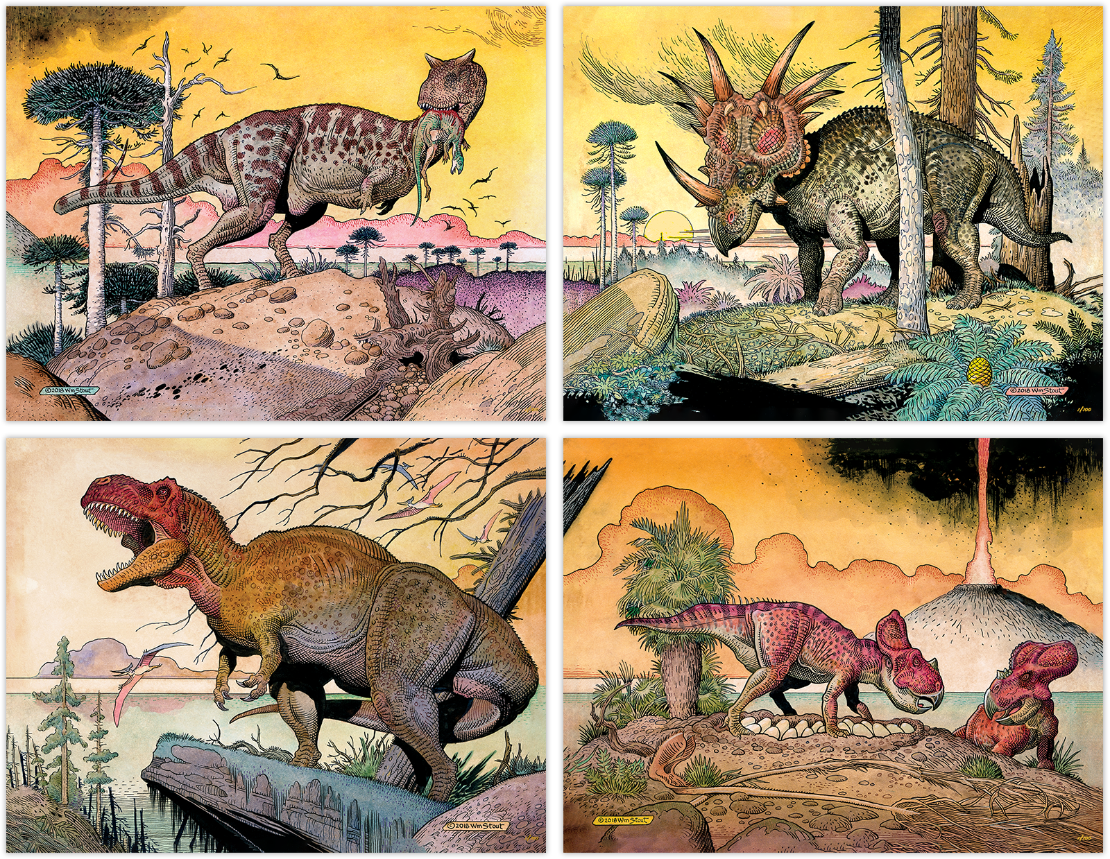 William Stout Dinosaur Series: The Cretaceous Era (Set of 4)