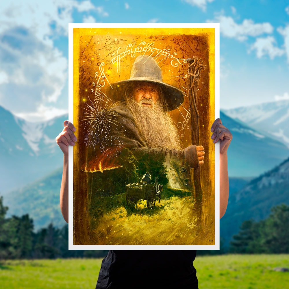 Gandalf Frodo Bag End Hobbiton Nighttime Artwork Lord of the Rings