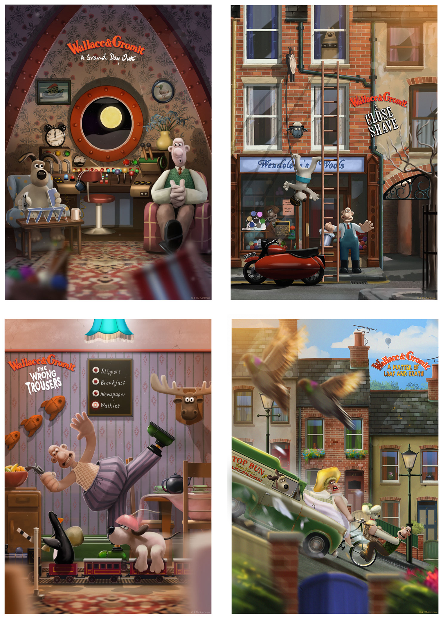 Wallace & Gromit Art Print Set