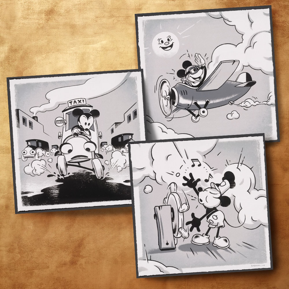 Vintage Mickey Travel (3 Print Set) by Cyclops Print Works
