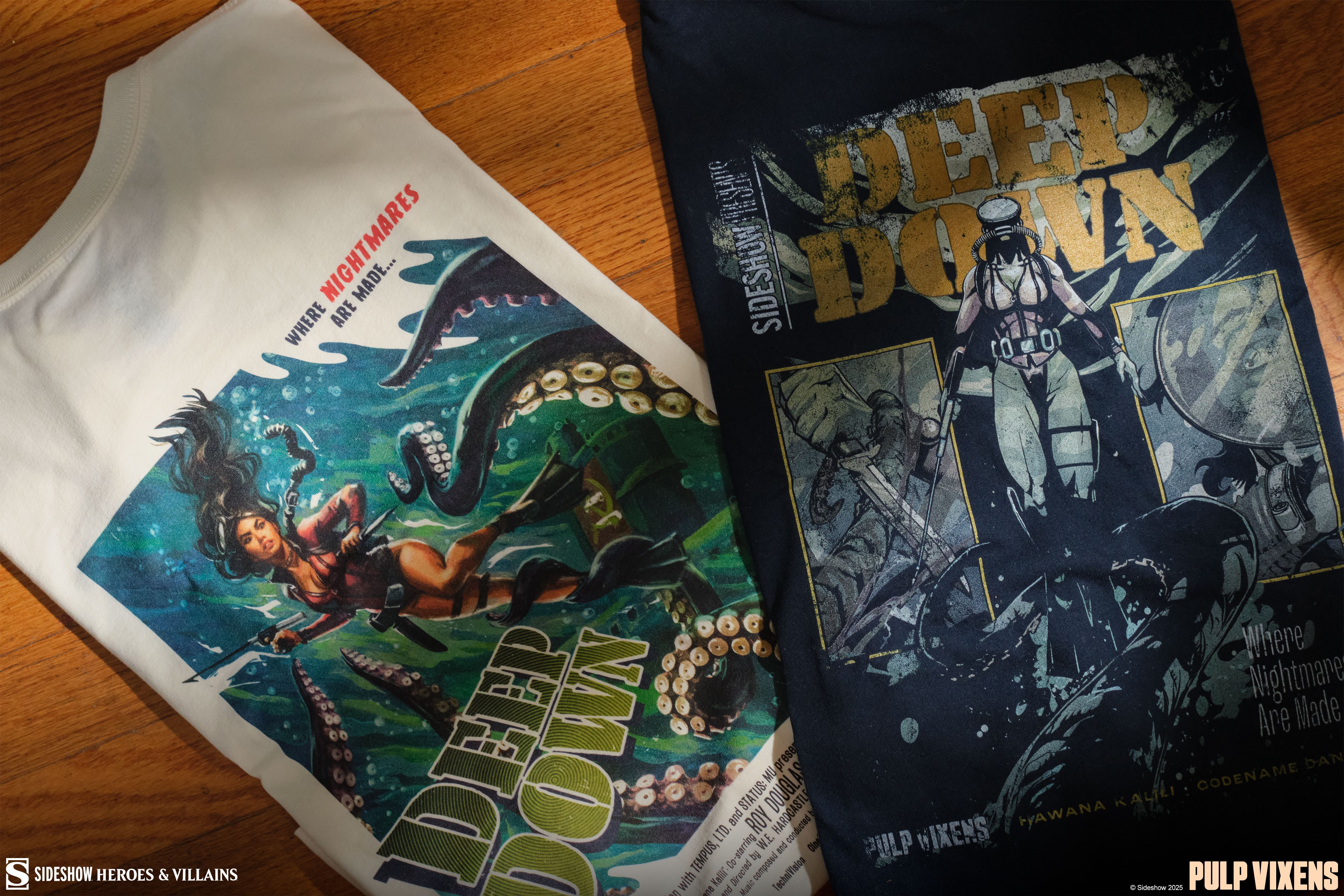 Sideshow Originals Pulp Vixens: Deep Down T-Shirt (Navy) Apparel  (Prototype Shown) View 9