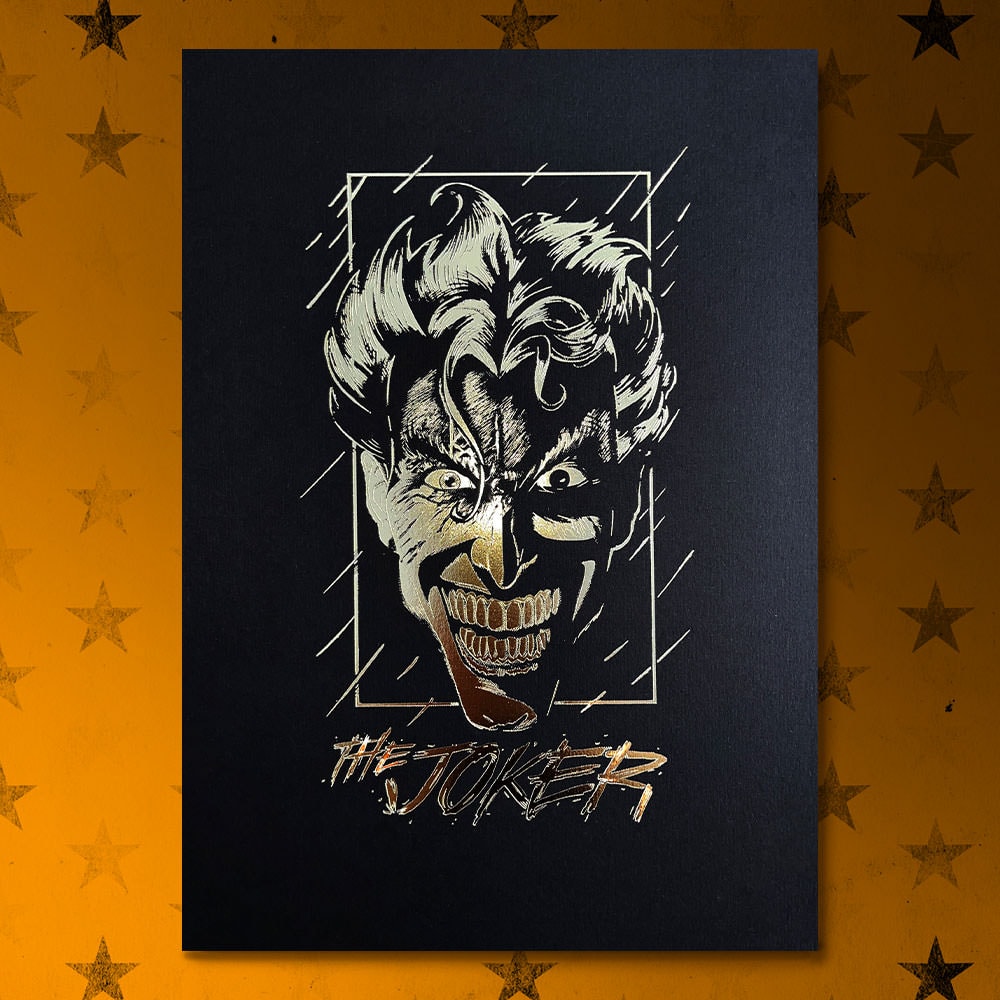DC Comics The Joker (Gold) Foil Letterpress Poster Art Print  View 1