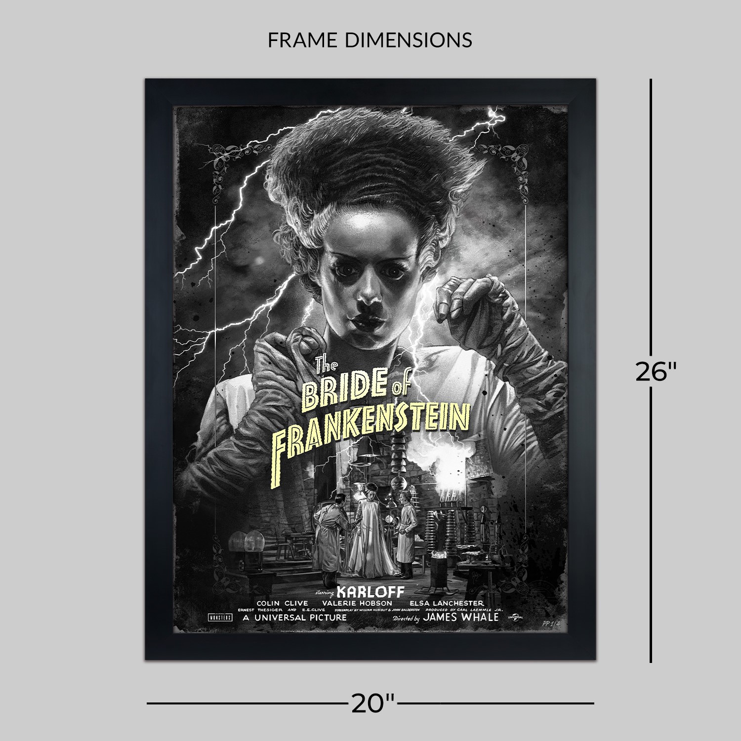 Universal Monsters Bride of Frankenstein (Silver Screen) Movie Poster  Exclusive Edition View 2