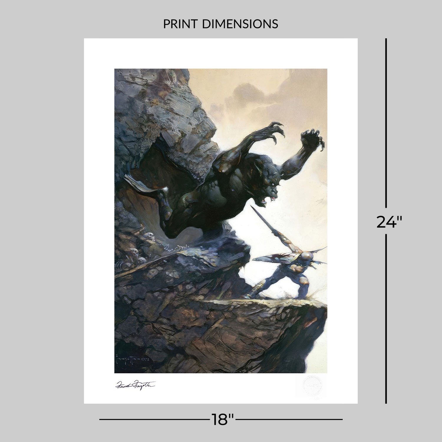 素晴らしい Cave Demon Sideshow | Frazetta Frank by Print Art Fine 絵画
