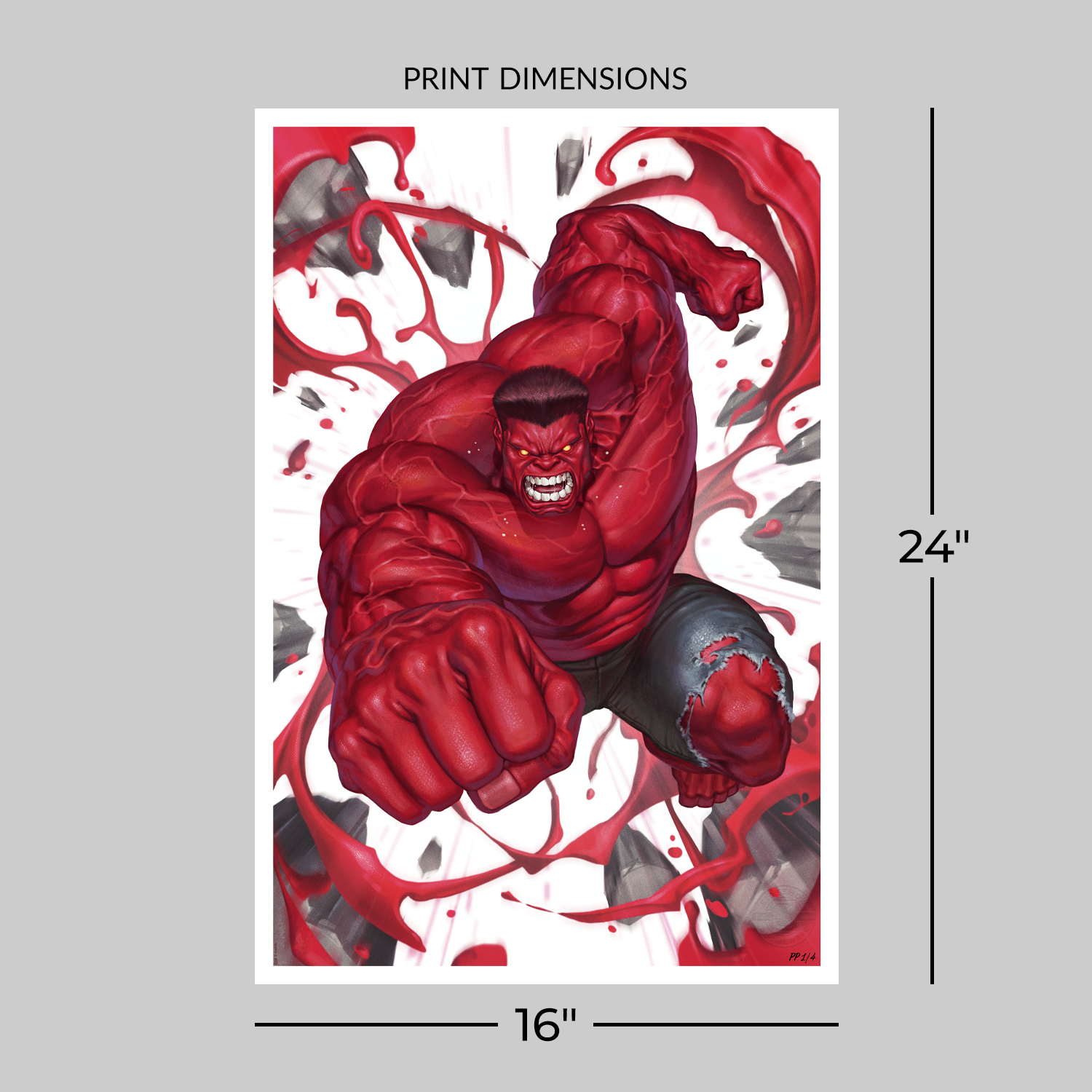 Marvel Red Hulk Art Print  Exclusive Edition View 2
