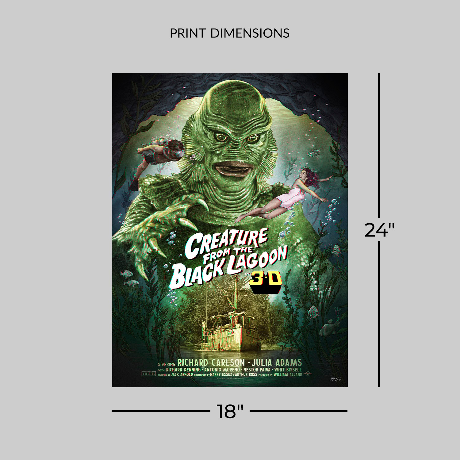 Universal Monsters Creature from the Black Lagoon (3D Variant) Movie Poster  Exclusive Edition View 2