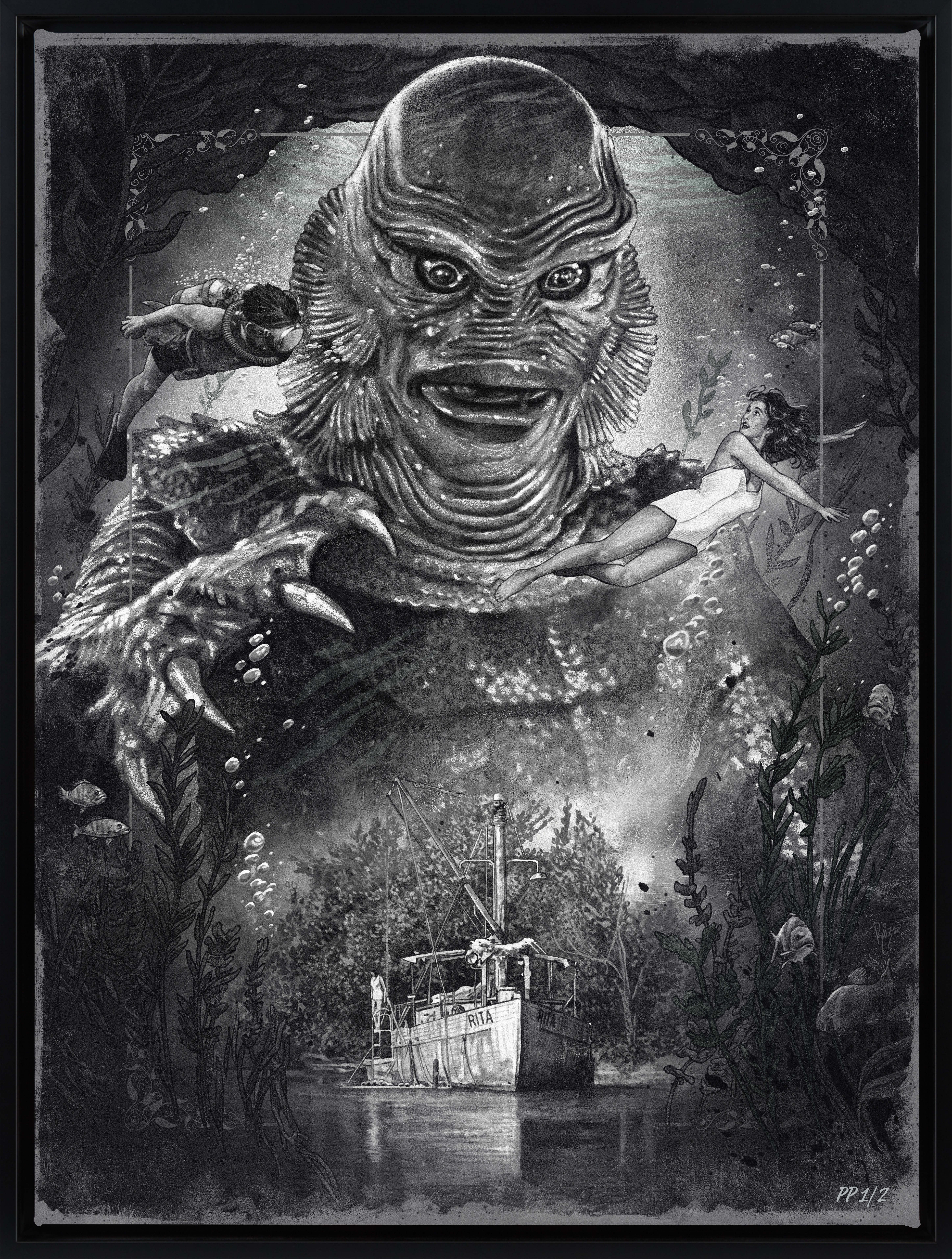 Universal Monsters Creature From the Black Lagoon (Silver Screen) Movie Poster  Exclusive Edition View 6