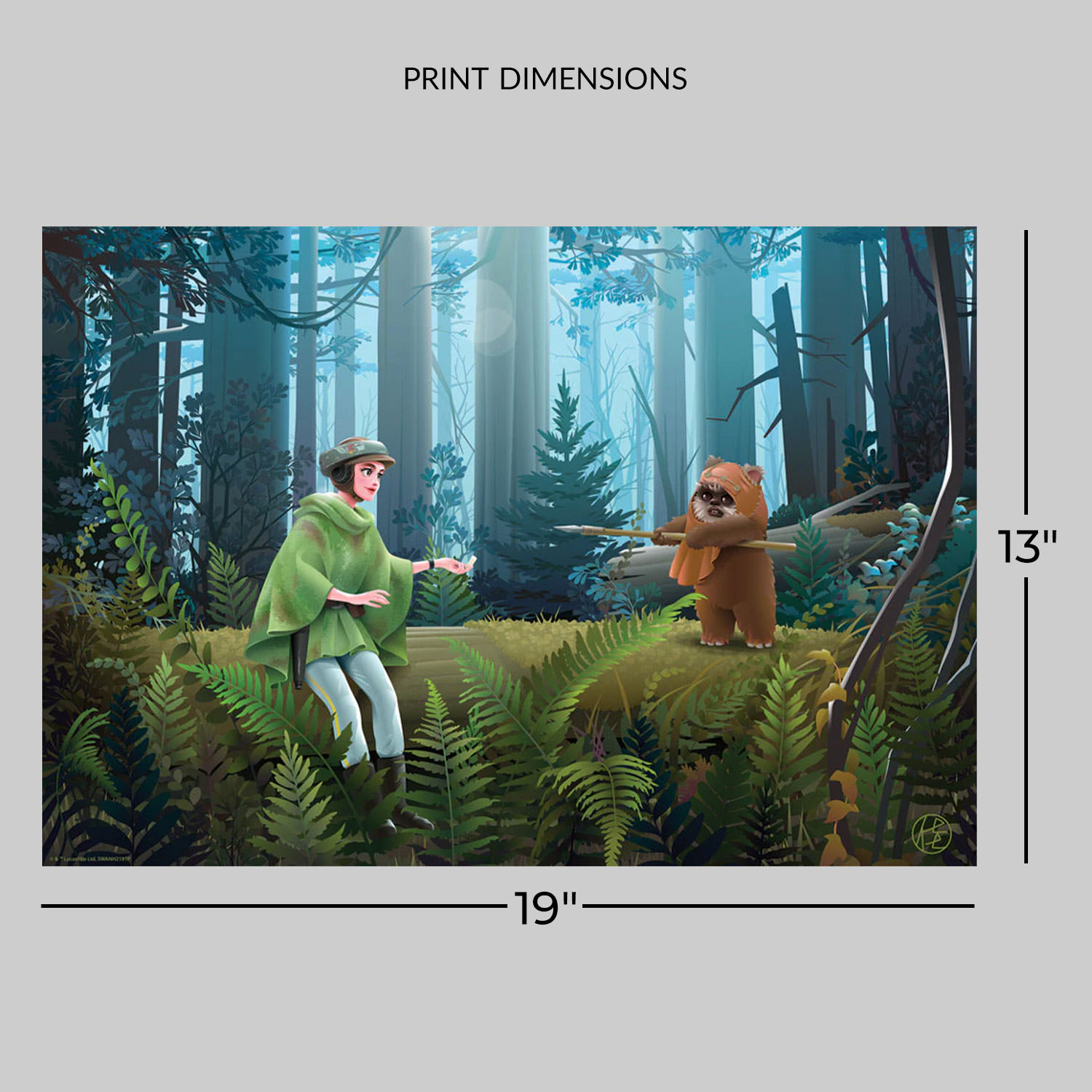 Star Wars Leia Meets Wicket Art Print  View 2
