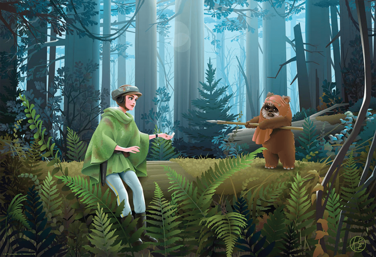 Star Wars Leia Meets Wicket Art Print  View 3