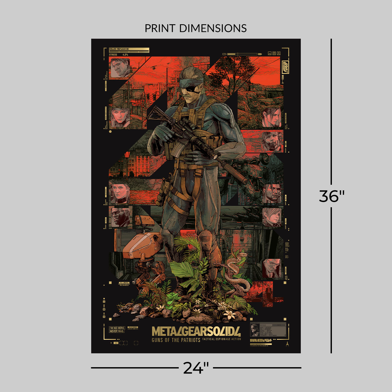 Metal Gear Solid Metal Gear Solid 4: Guns of the Patriots Metallic Gold Variant Art Print  View 2