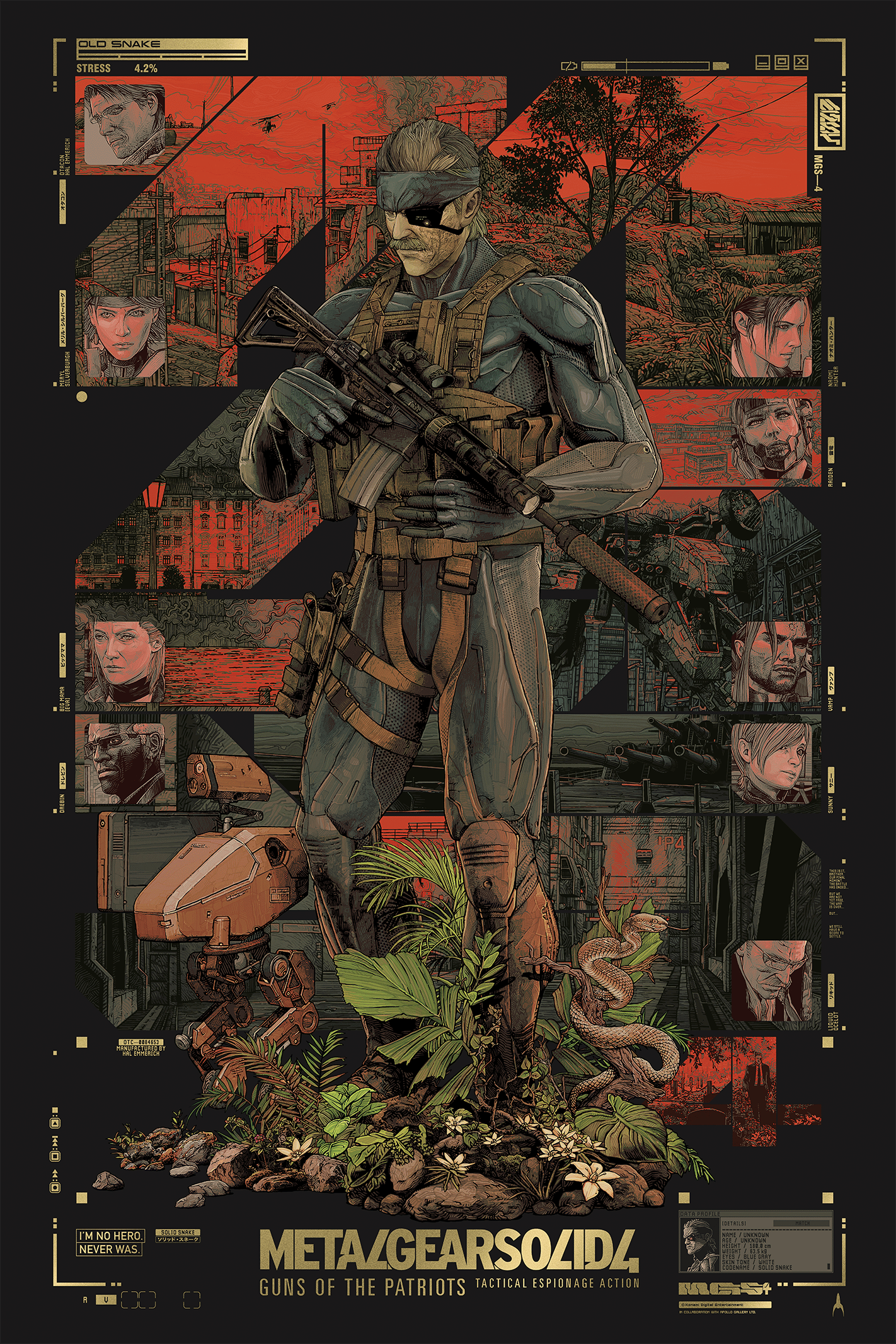 Metal Gear Solid Metal Gear Solid 4: Guns of the Patriots Metallic Gold Variant Art Print  View 6