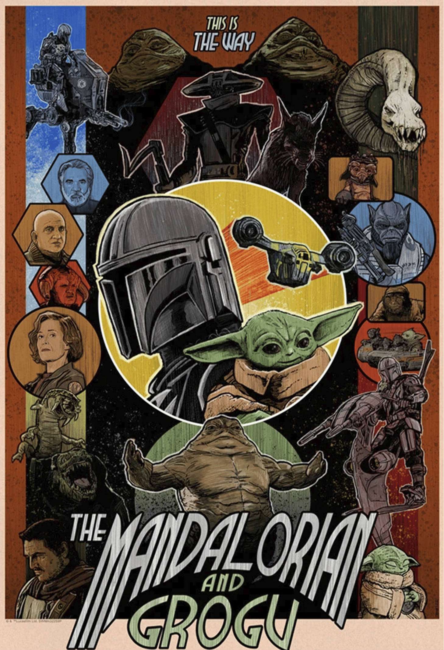 Star Wars The Bounty Hunter and His Foundling Art Print  View 3