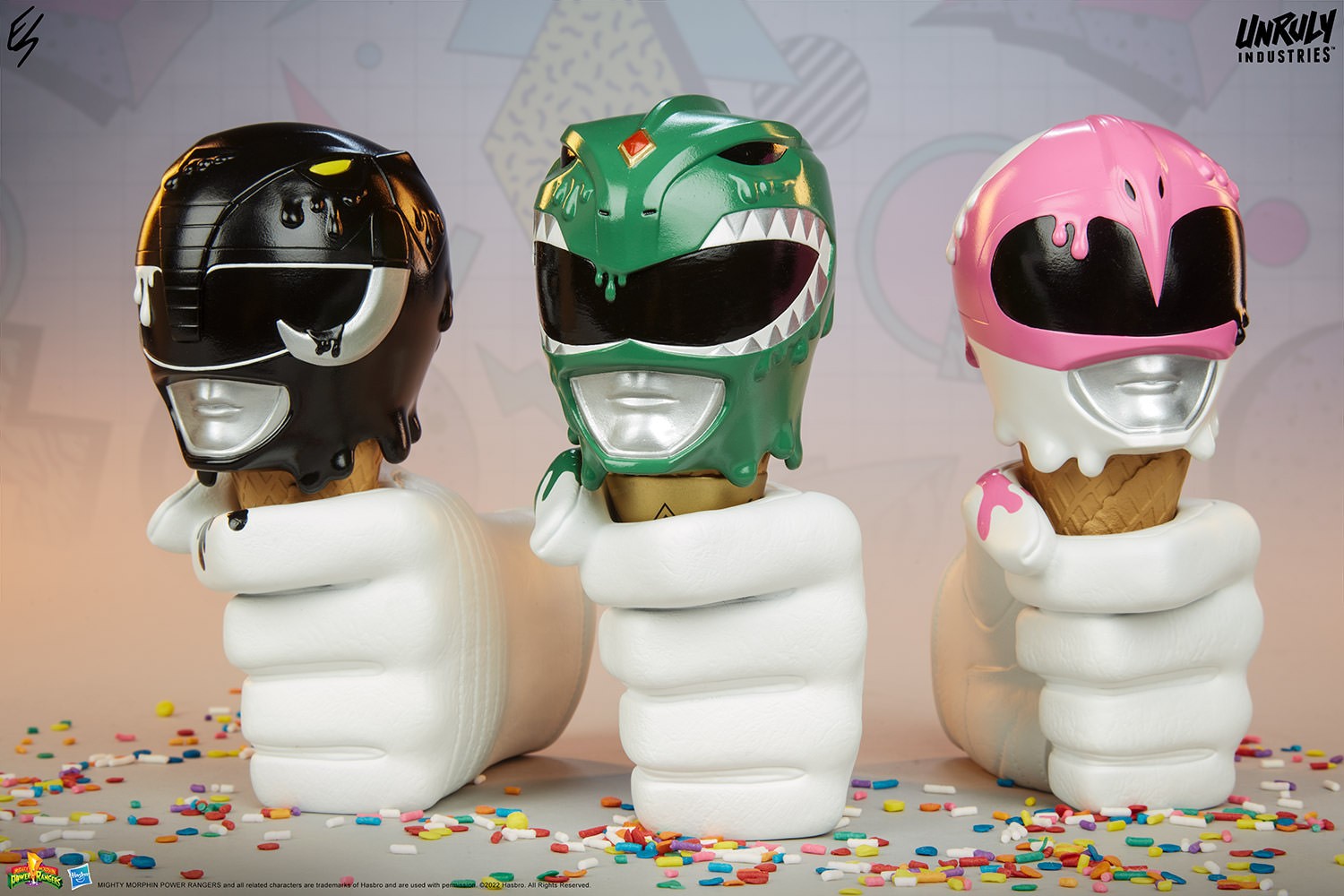 Green, Black and Pink Power Rangers Scoops Set- Prototype Shown