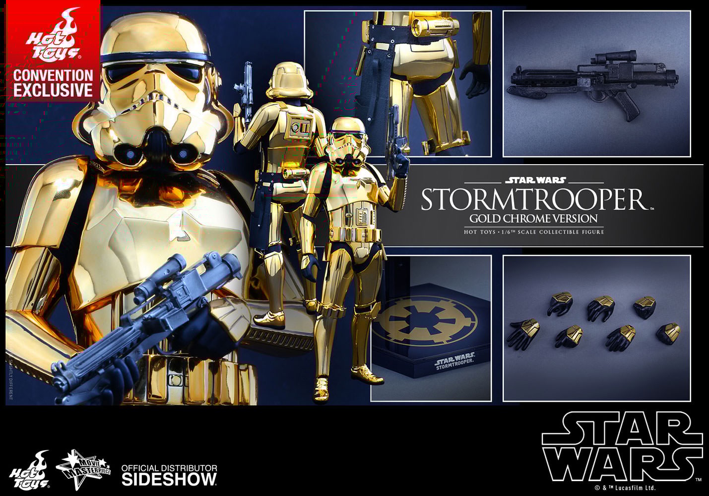 Star Wars Stormtrooper Gold Chrome Version Sixth Scale Figur