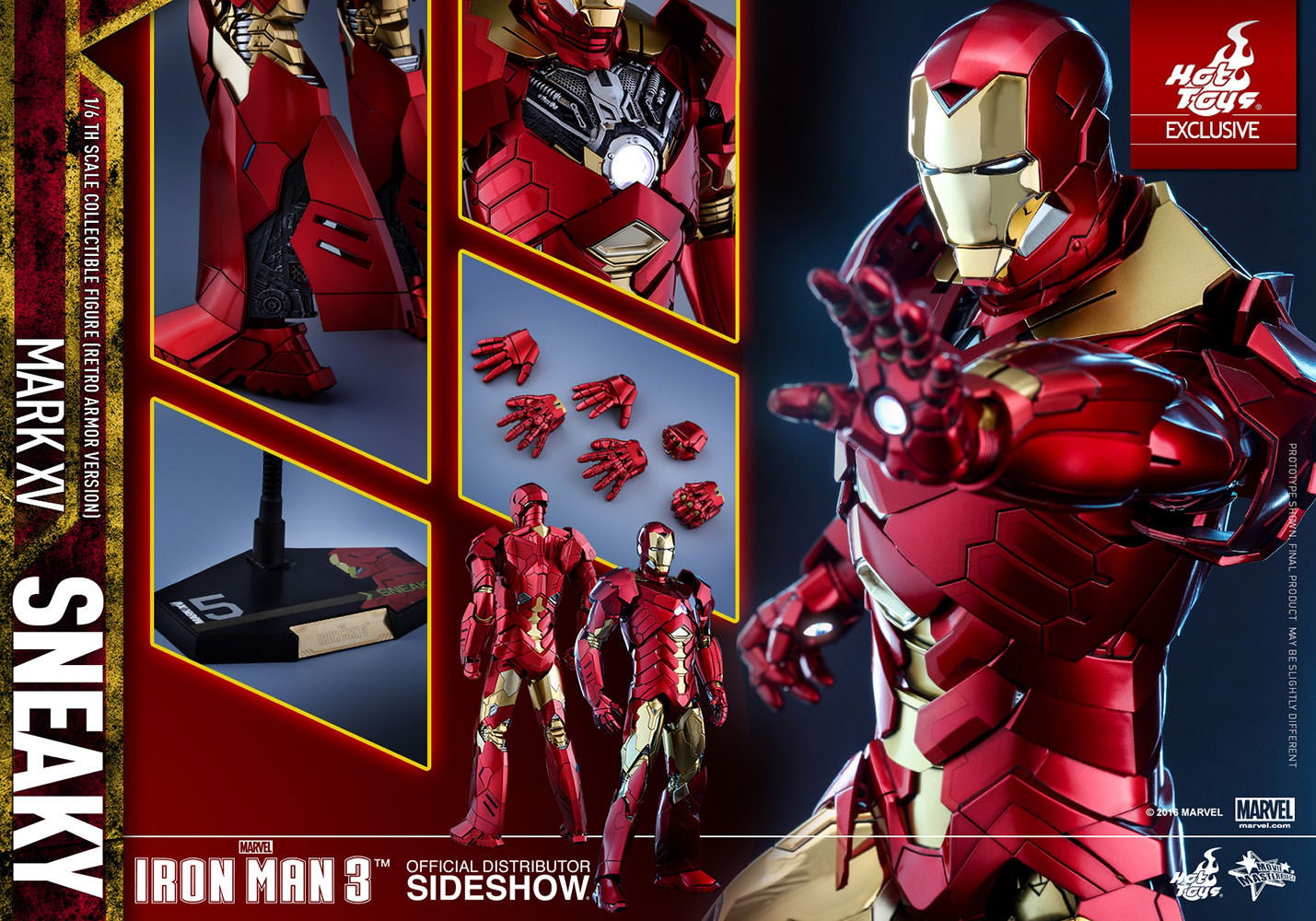 Marvel Iron Man Mark XV - Sneaky Retro Armor Version Sixth Scale Figure  Exclusive Edition (Prototype Shown) View 17