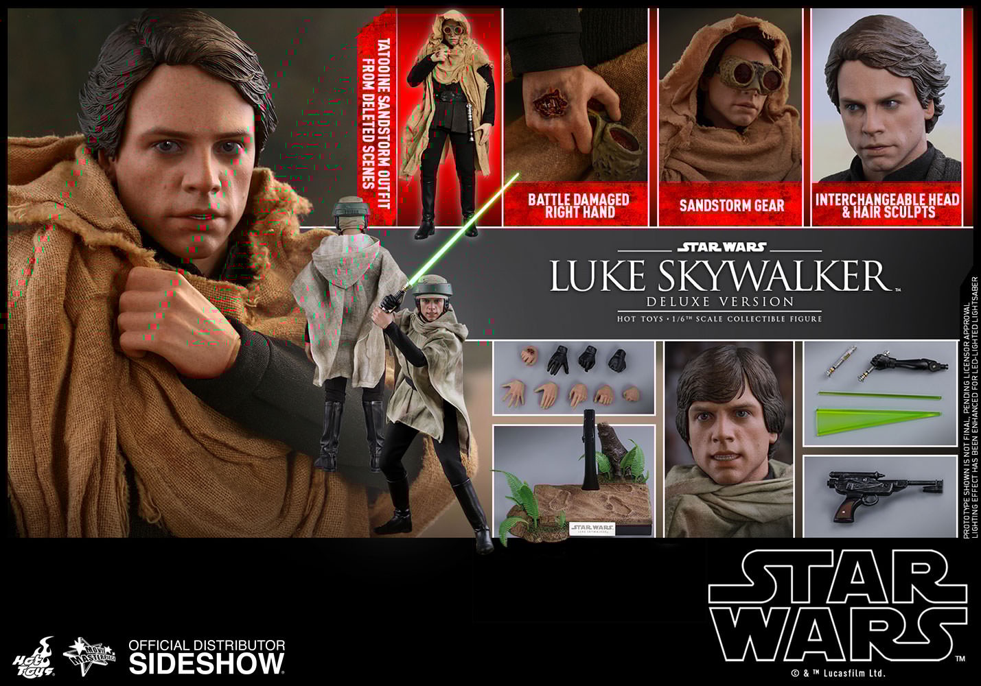 Star Wars Luke Skywalker Deluxe Version Sixth Scale Figure  (Prototype Shown) View 20
