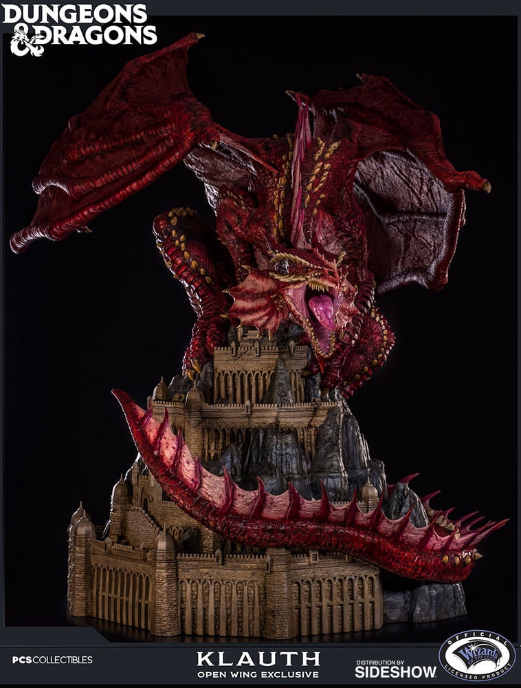 Dungeons and Dragons Klauth Red Dragon Opened Wing Statue by