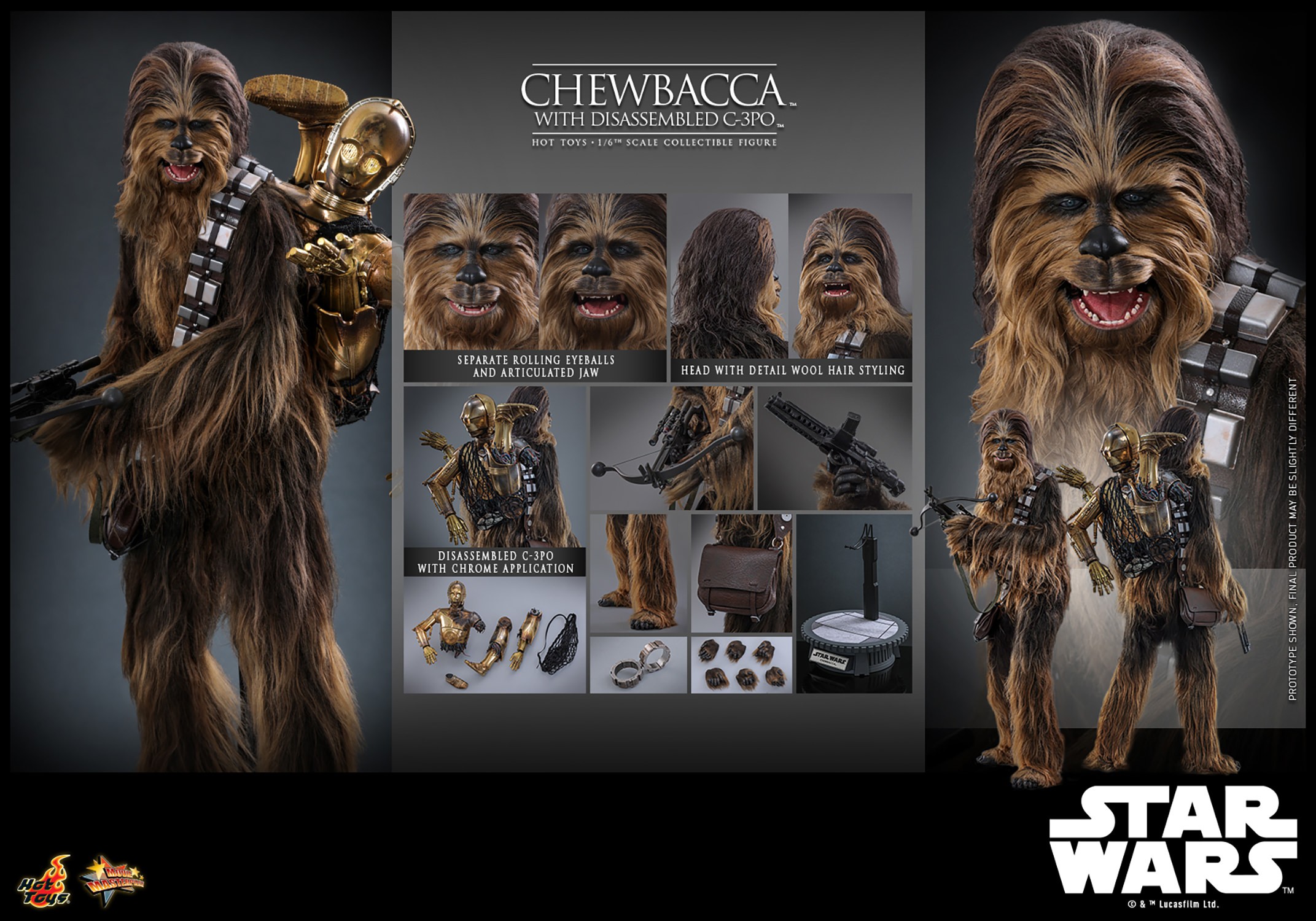 Chewbacca™ with Disassembled C-3PO™ Sixth Scale Figure by