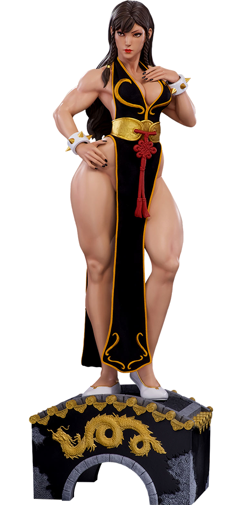chun li black dress cosplay Chun Li Cosplay Costume Street Fighter Blue Cheongsam – Kawaii Stop main image 1