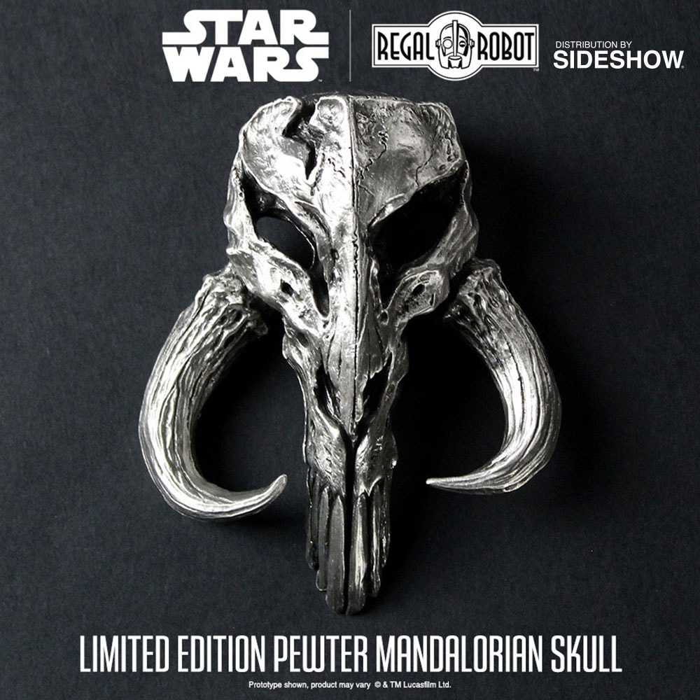 Star Wars Mandalorian Skull Pewter Mini Sculpture Statues  (Prototype Shown) View 1