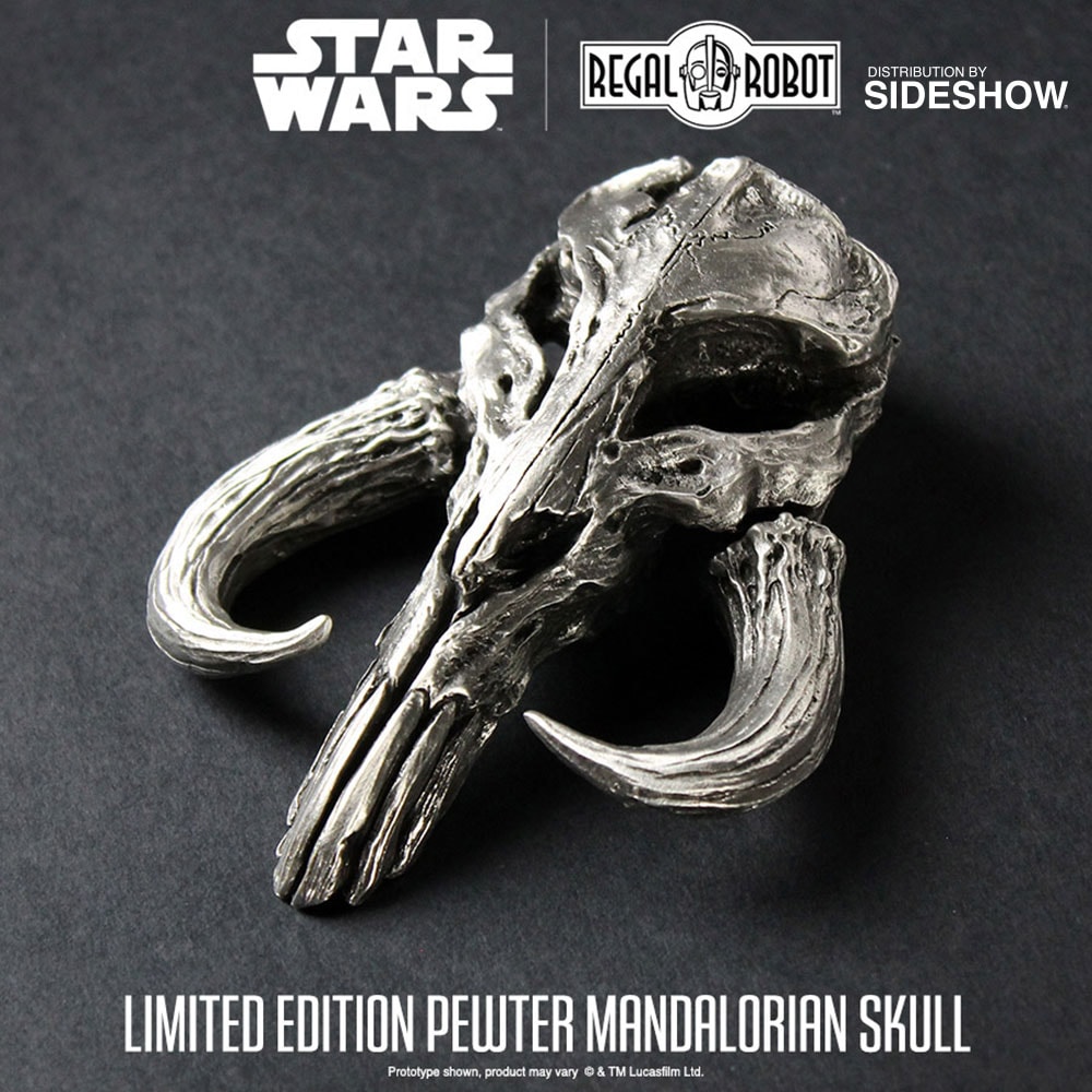 Star Wars Mandalorian Skull Pewter Mini Sculpture Statues  (Prototype Shown) View 3