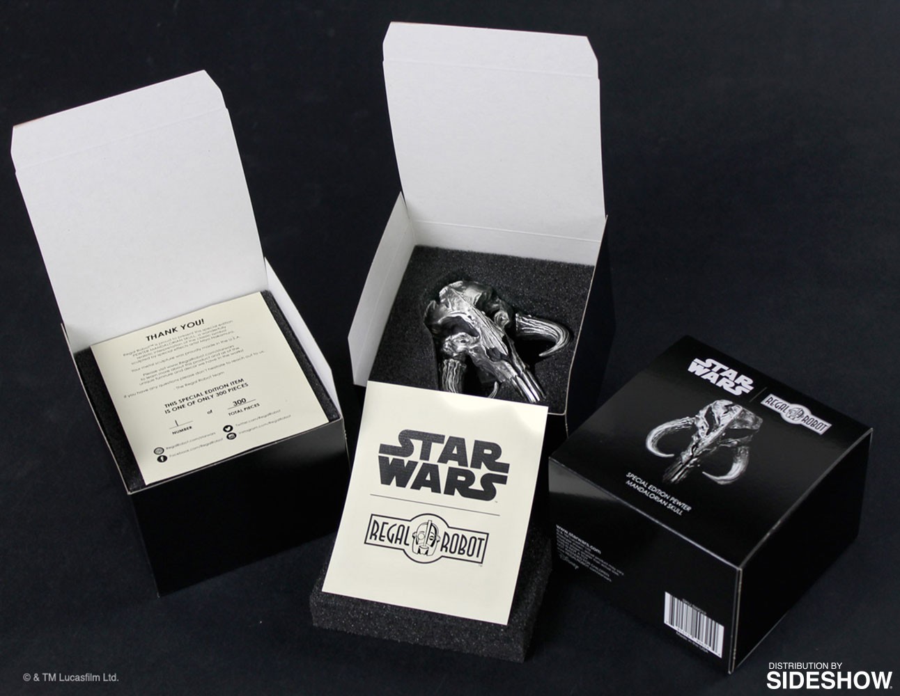Star Wars Mandalorian Skull Pewter Mini Sculpture Statues  (Prototype Shown) View 5