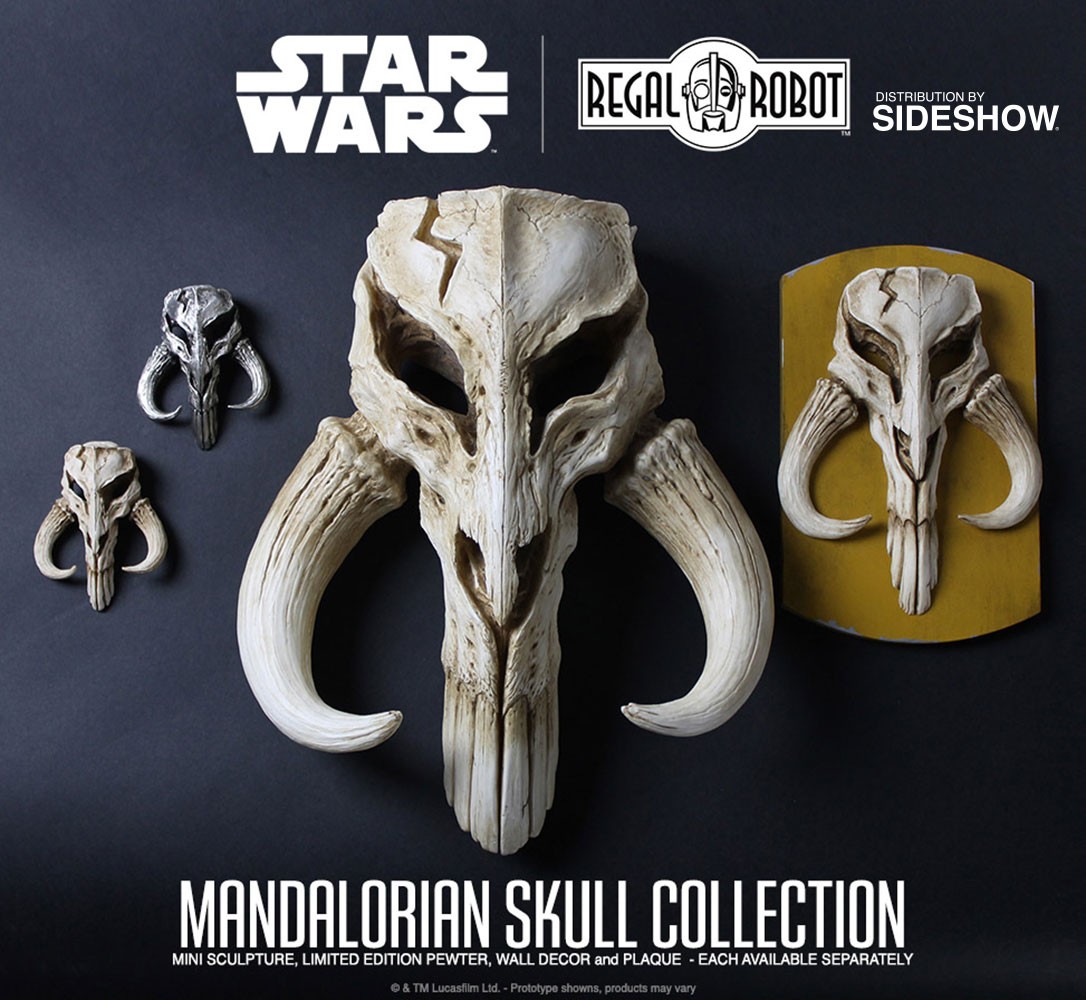 Star Wars Mandalorian Skull Pewter Mini Sculpture Statues  (Prototype Shown) View 6
