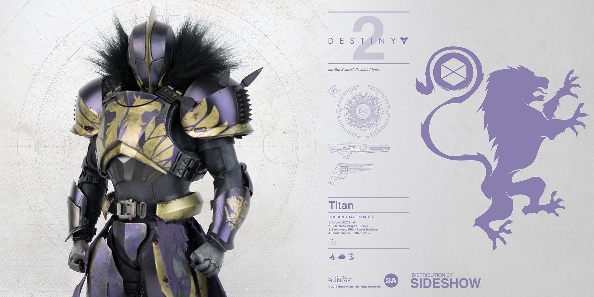 Destiny 2 Titan Golden Trace Shader Sixth Scale Collectible Figure