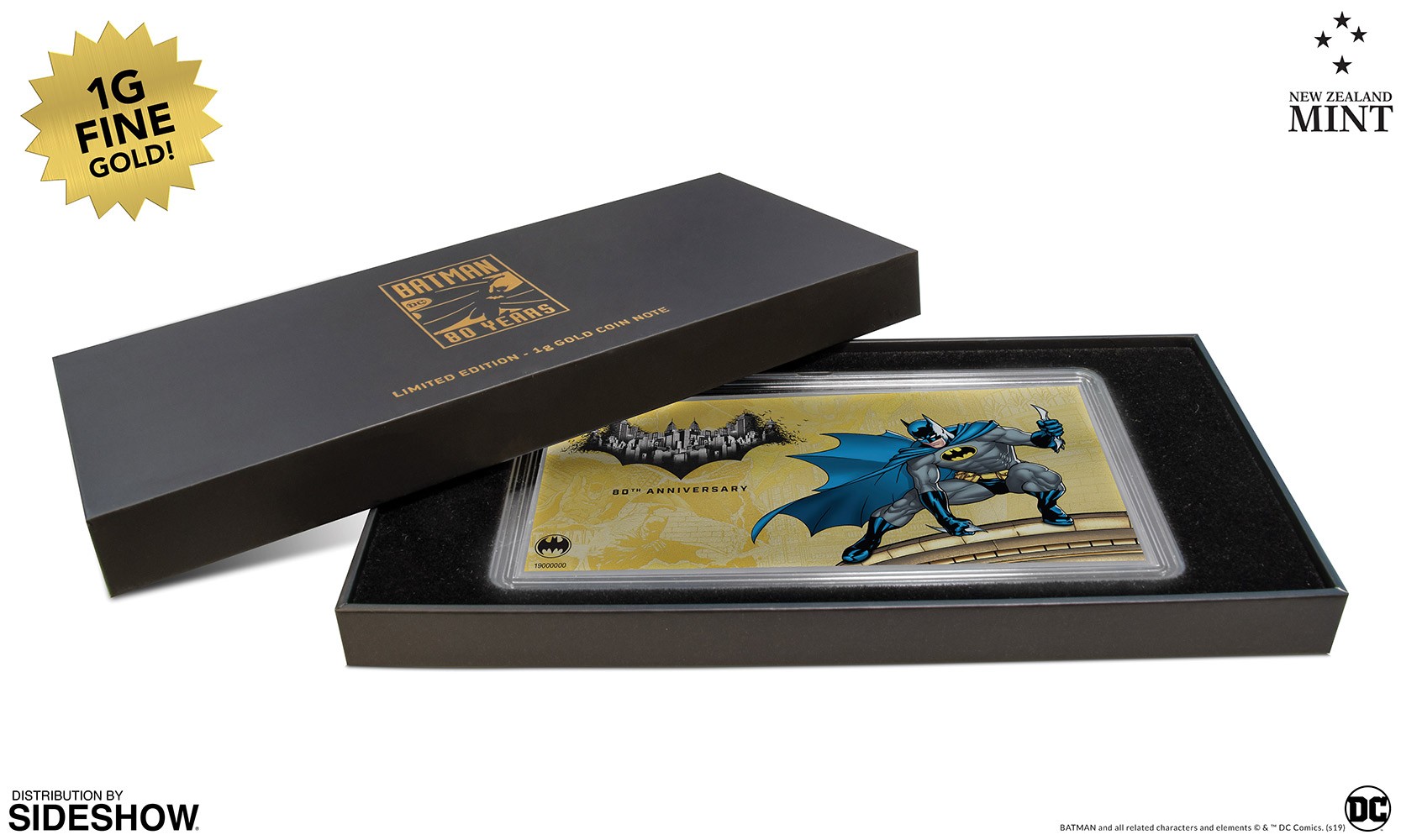 Batman 80th Anniversary 1g Gold Coin Note | Sideshow Collectibles
