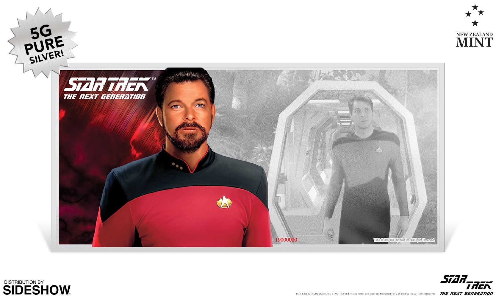 Star Trek William T. Riker Silver Coin Note Silver Collectible  (Prototype Shown) View 1