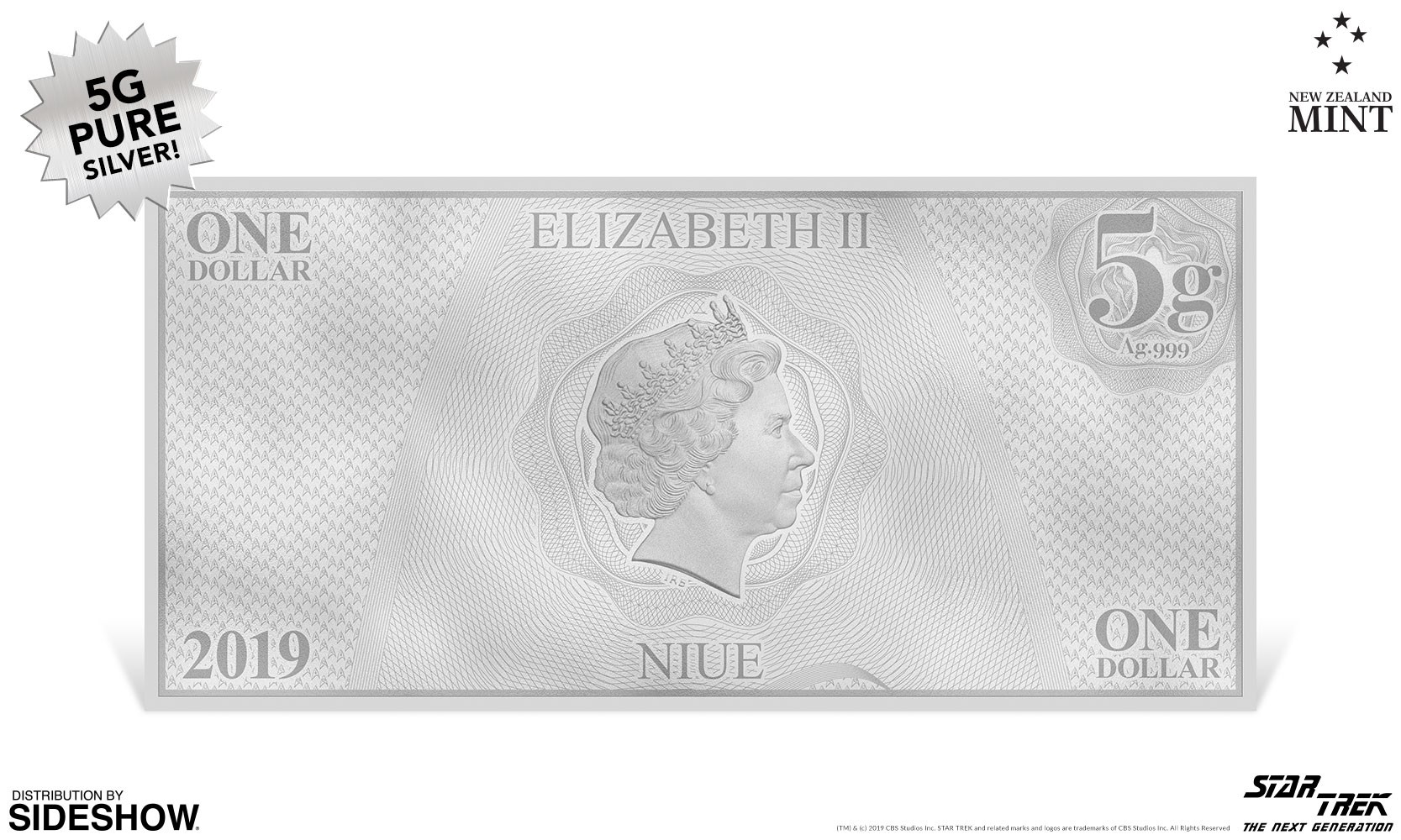 Star Trek William T. Riker Silver Coin Note Silver Collectible  (Prototype Shown) View 5