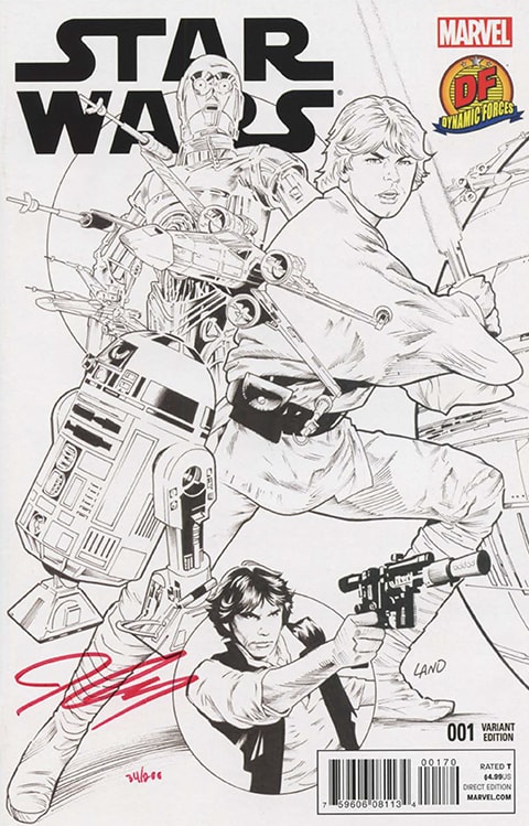 Star Wars #1 B&W Variant Comic Book Signed by John Cassaday