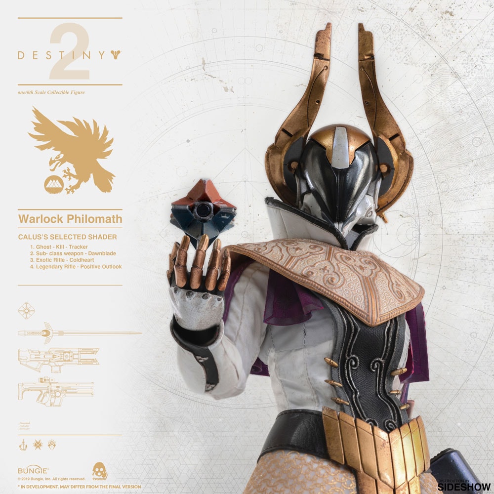 Three zero Destiny Warlock ディスティニー フィギュア Destiny 2 Warlock Philomath (Golden Trace Shader) Sixth