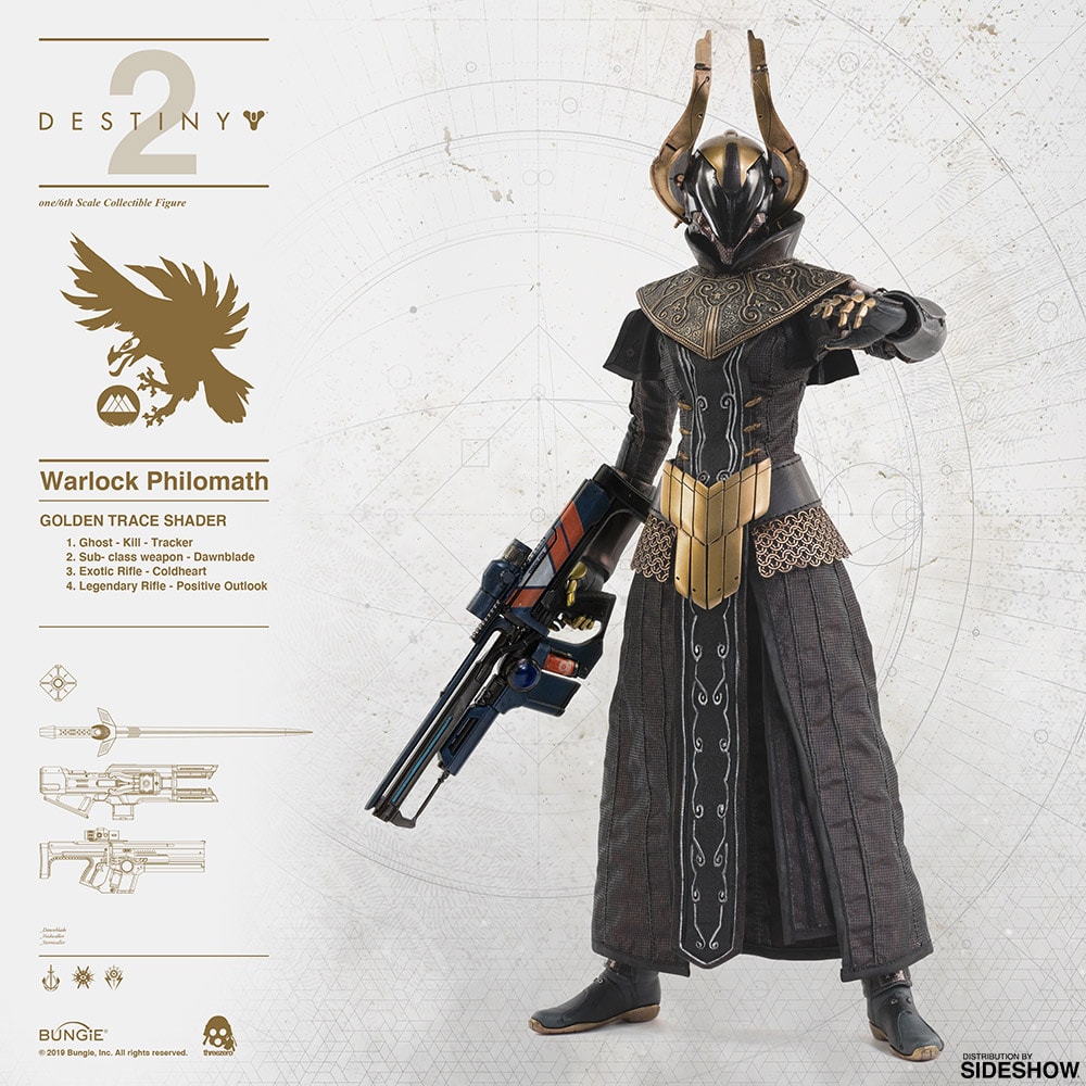 Three zero Destiny Warlock ディスティニー フィギュア Destiny 2 Warlock Philomath (Golden Trace Shader) Sixth