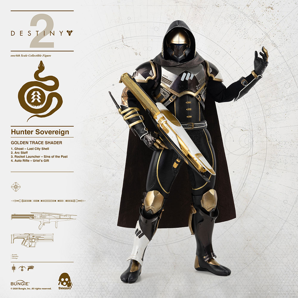 Destiny Hunter Sovereign (Golden Trace Shader) Sixth Scale Figure  (Prototype Shown) View 2