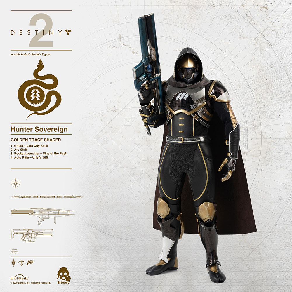 Destiny Hunter Sovereign (Golden Trace Shader) Sixth Scale Figure  (Prototype Shown) View 3