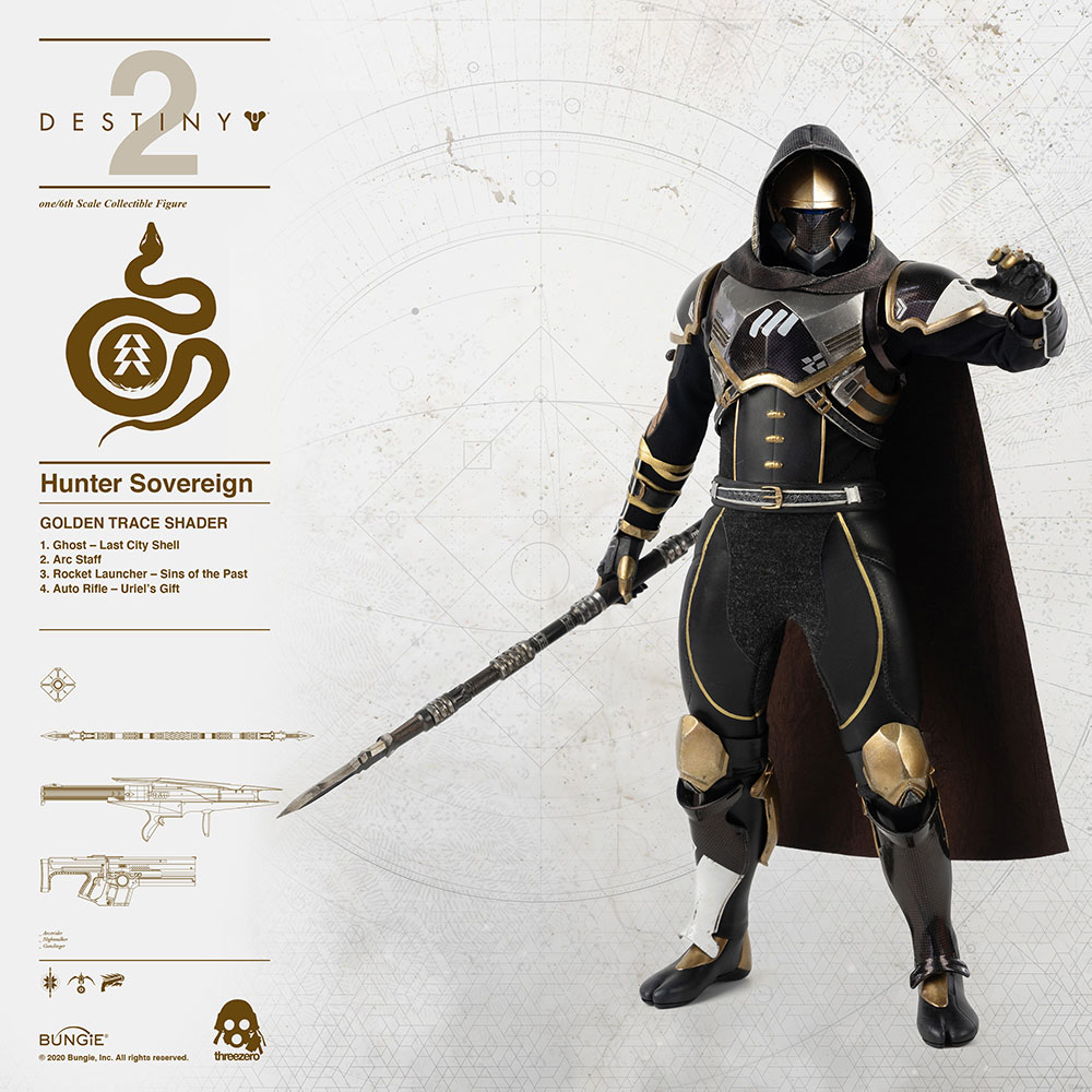 Destiny Hunter Sovereign (Golden Trace Shader) Sixth Scale Figure  (Prototype Shown) View 4