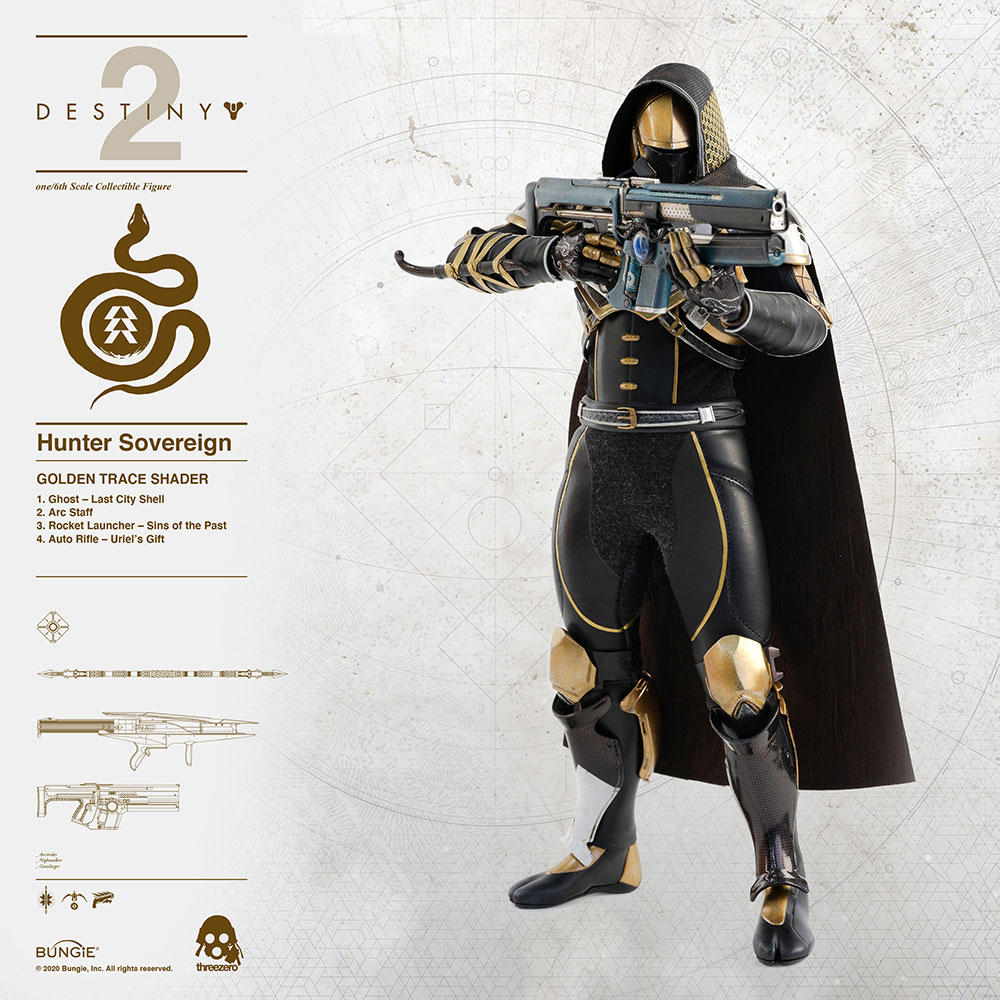 Destiny Hunter Sovereign (Golden Trace Shader) Sixth Scale Figure  (Prototype Shown) View 7