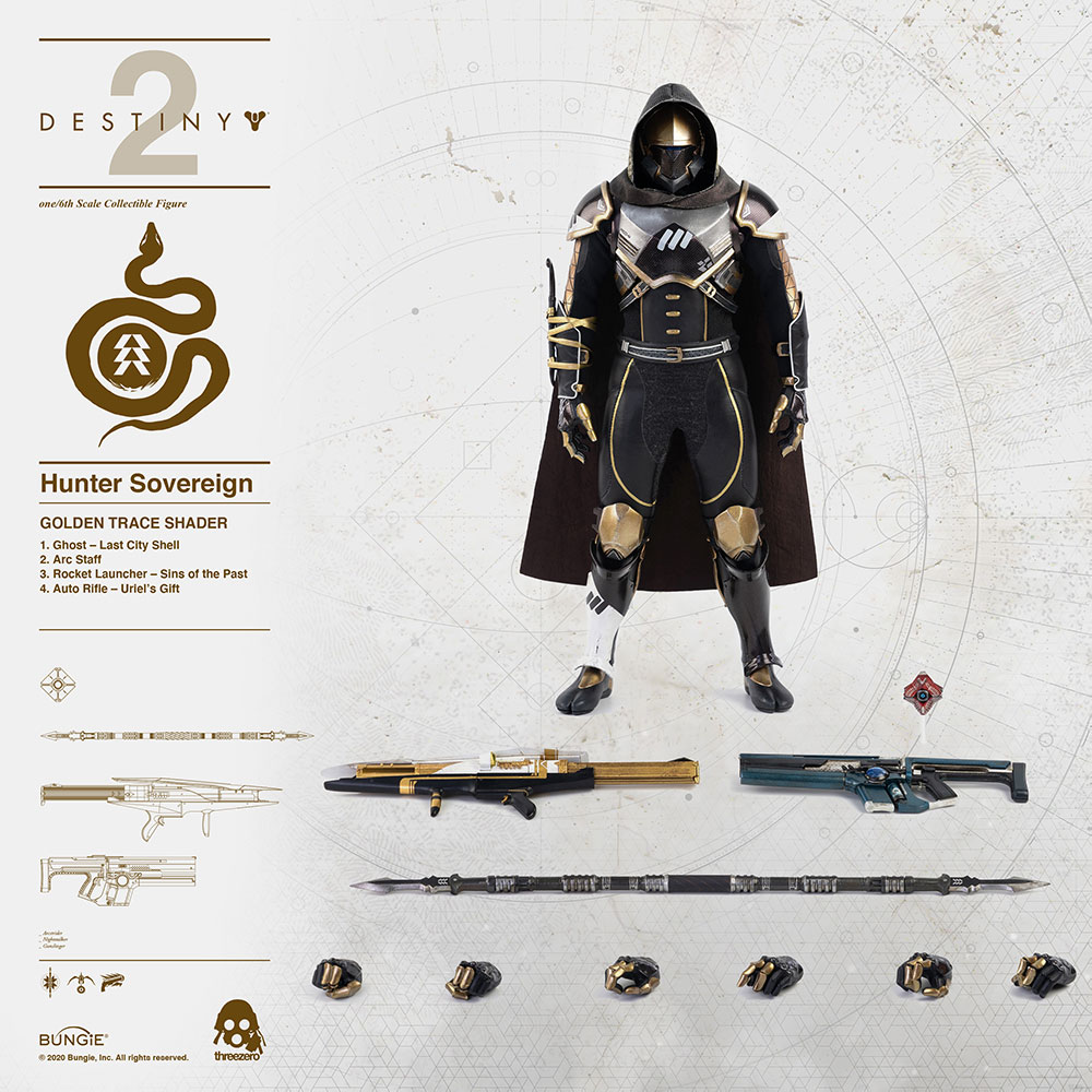 Destiny Hunter Sovereign (Golden Trace Shader) Sixth Scale Figure  (Prototype Shown) View 9