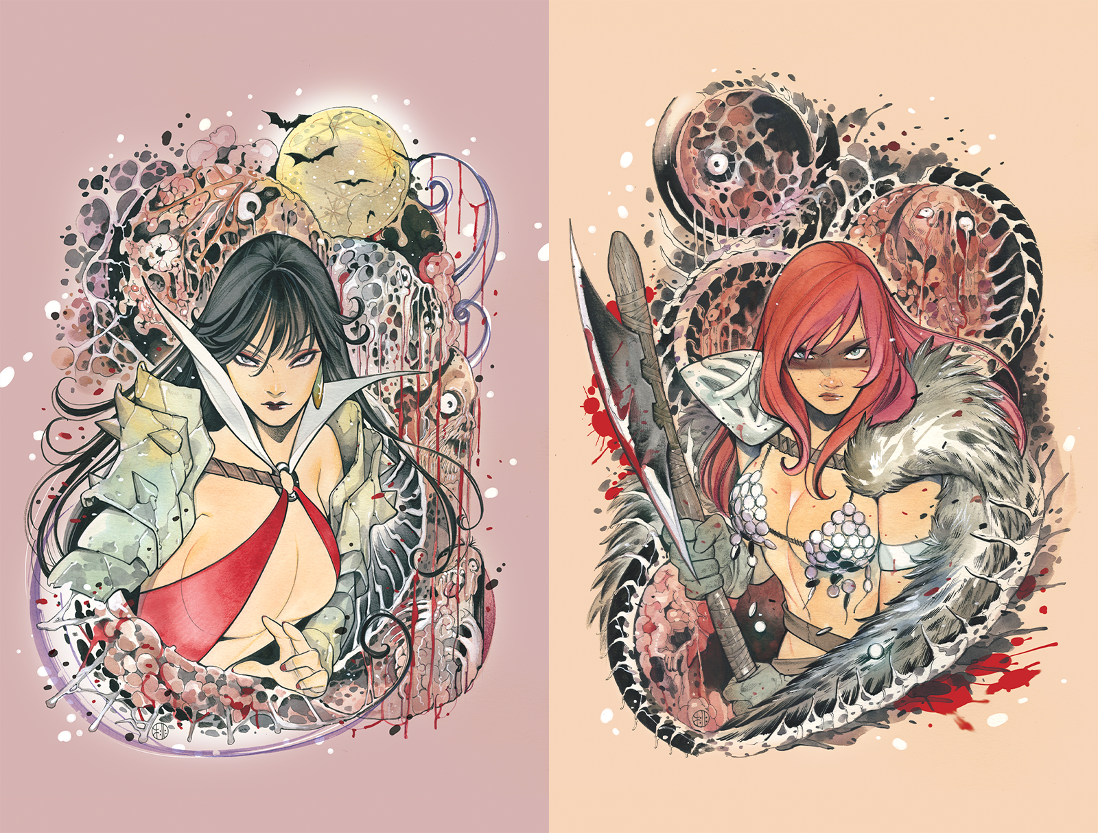 Die!namite #1 Red Sonja & Vampirella (Special Virgin Peach Momoko Covers) View 3