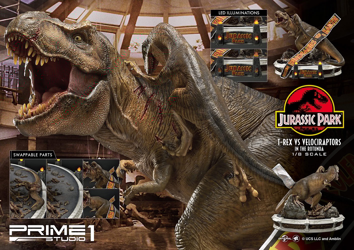 T-Rex Vs Velociraptors in the Rotunda