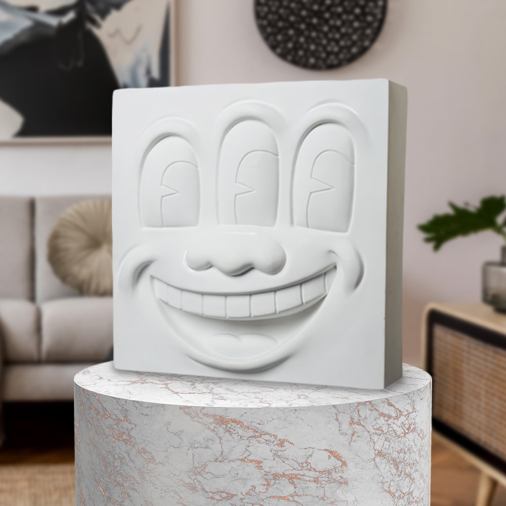 Keith Haring Three Eyed Smiling Face (White Version) Statue
