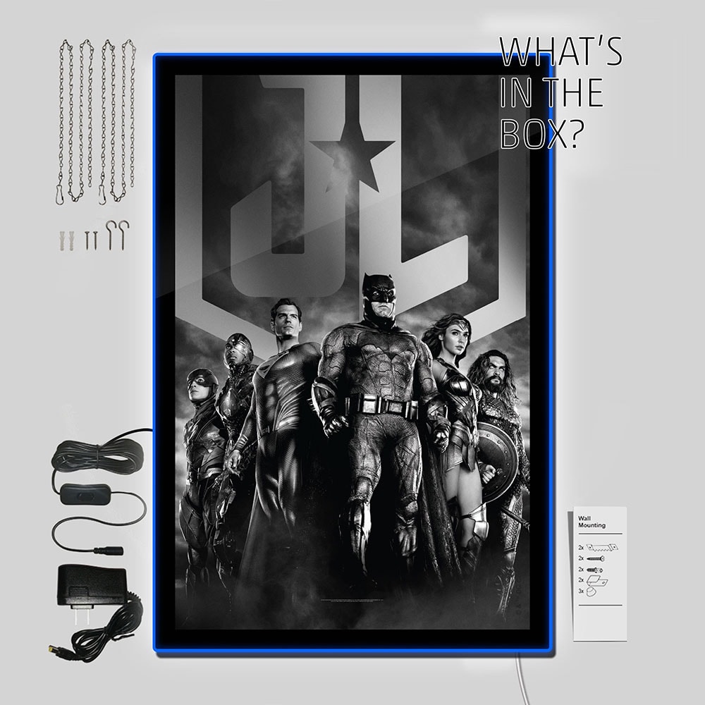 Zack Snyder’s Justice League B&W Group Scene LED Poster Sign (Large)