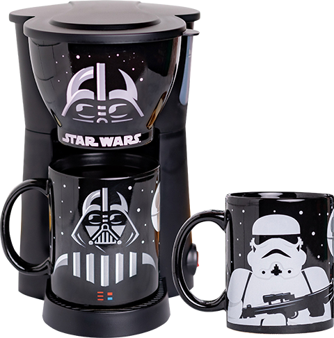 Darth Vader and Stormtrooper Single Cup Coffee Maker with Two Mugs