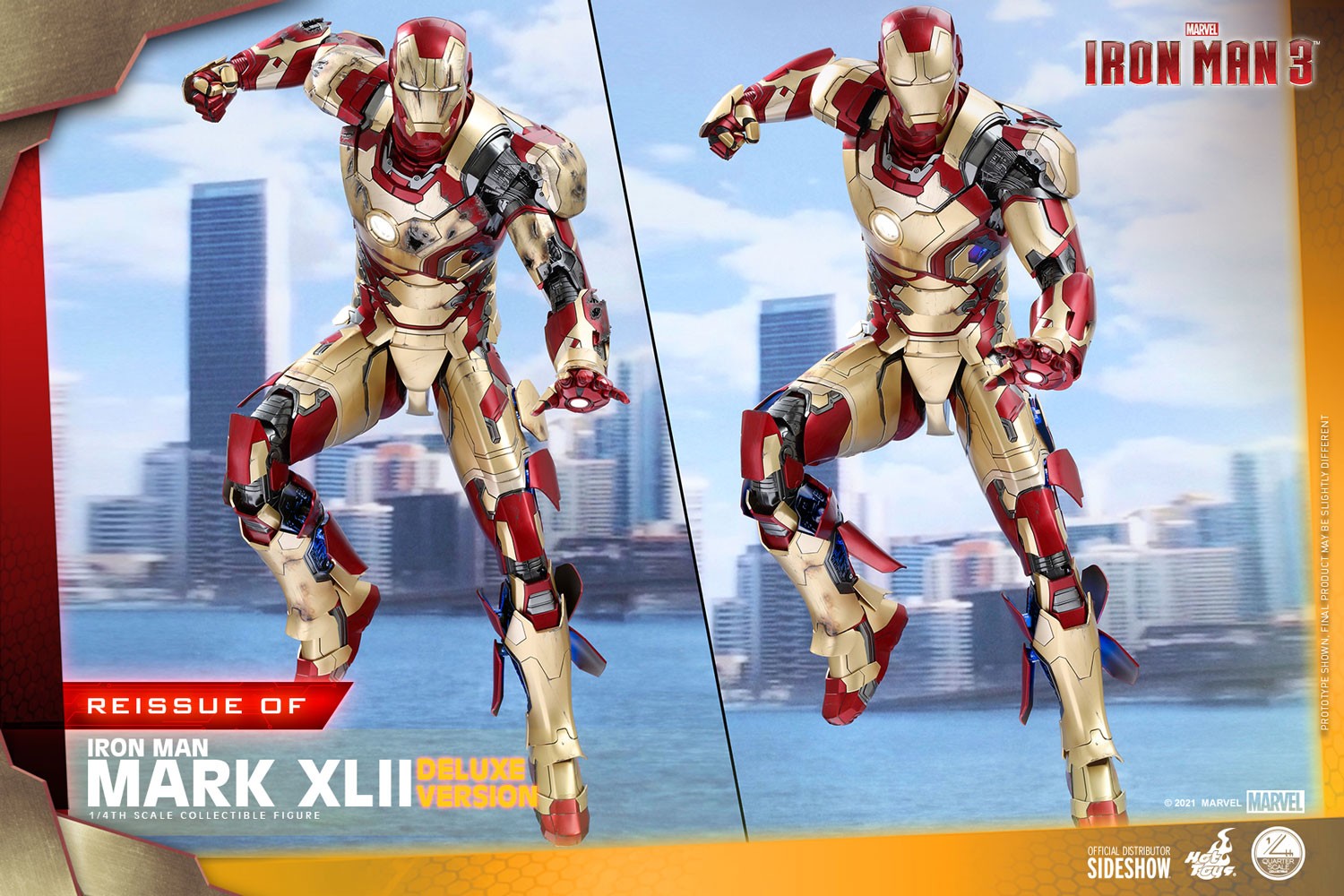 Iron Man Mark XLII (Deluxe Version) Quarter Scale Figure by Hot 