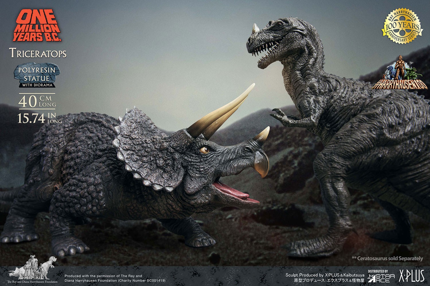 One Million Years B.C. Triceratops (Polyresin Version) Statues  (Prototype Shown) View 11