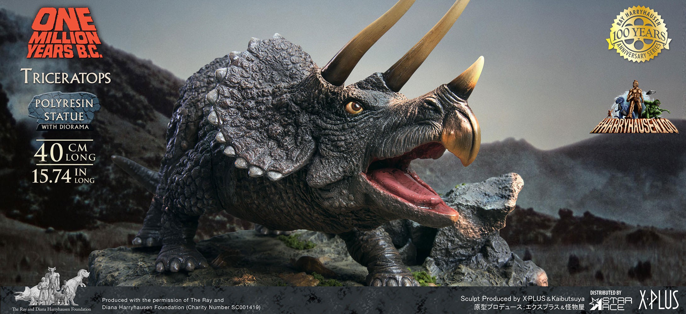 One Million Years B.C. Triceratops (Polyresin Version) Statues  (Prototype Shown) View 12