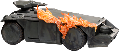 Burning Armored Personnel Carrier