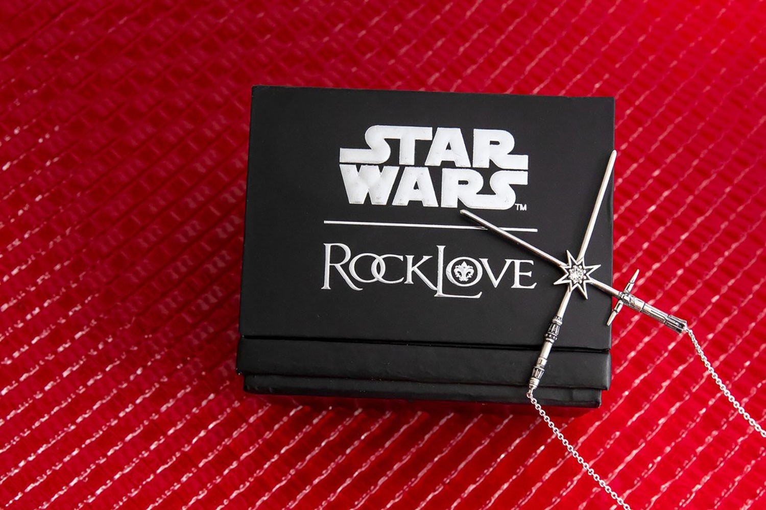 Kylo Ren & Rey Crossed Lightsaber Necklace